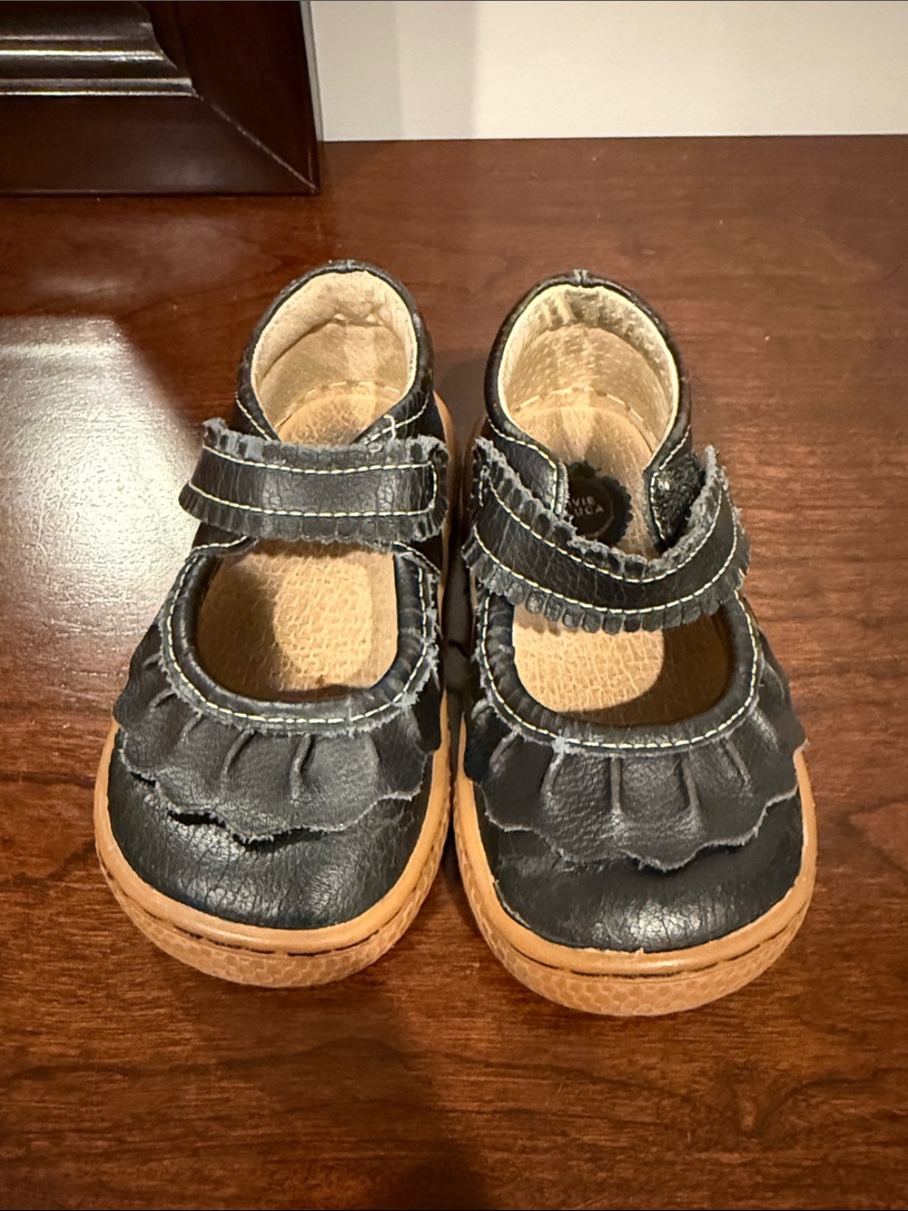 Kids Black Mary Jane Shoes with Tan Sole